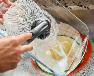 Perie curatare vase cu suport detergent si cap de schimb Sink Tech